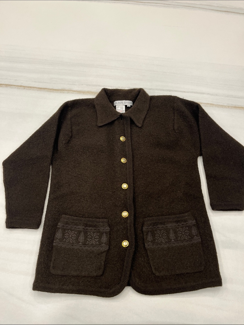 Women's Brown Button-Front Wool Blend Blazer